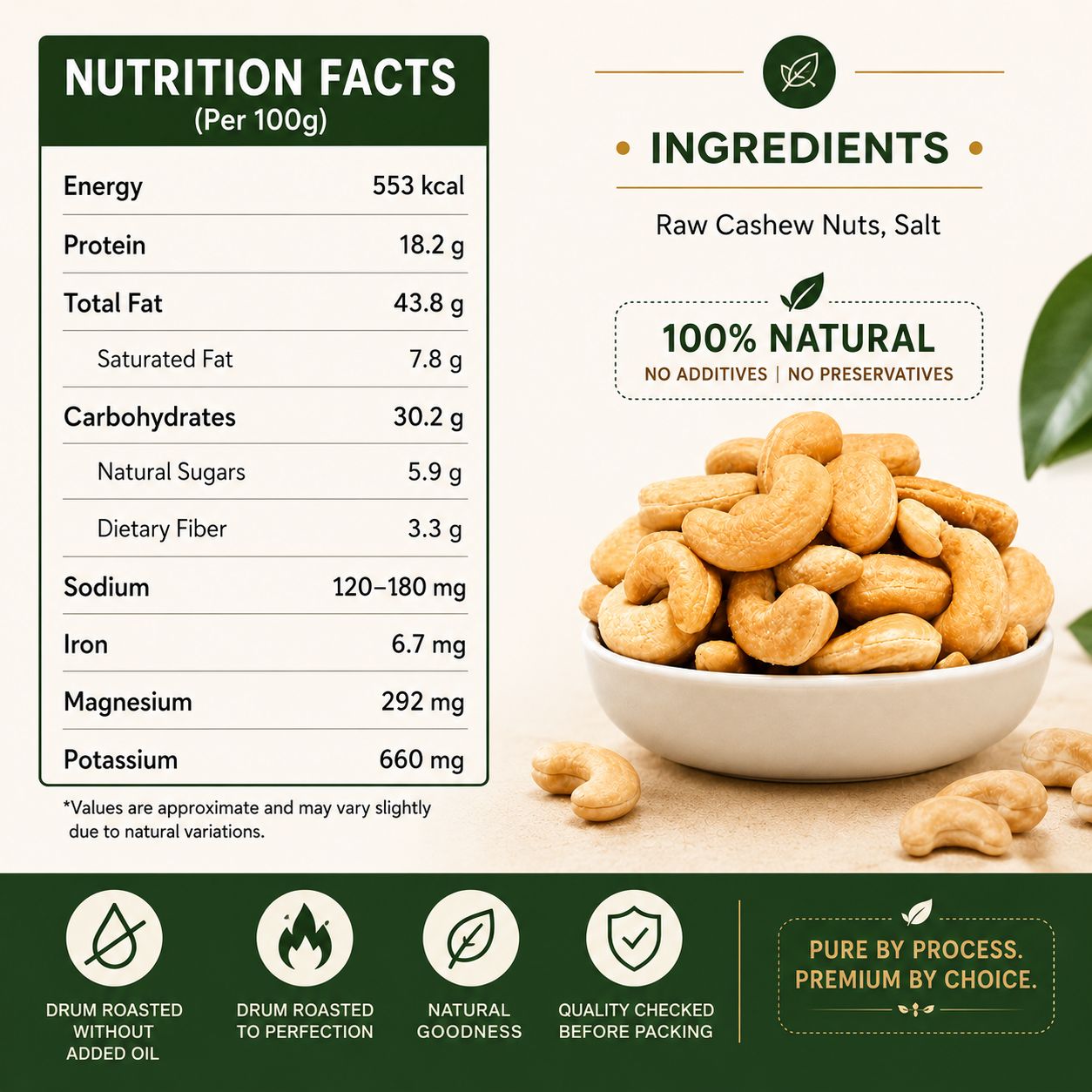 Snakory 240 Grade Salted Cashews – Extra Large, Lightly Salted